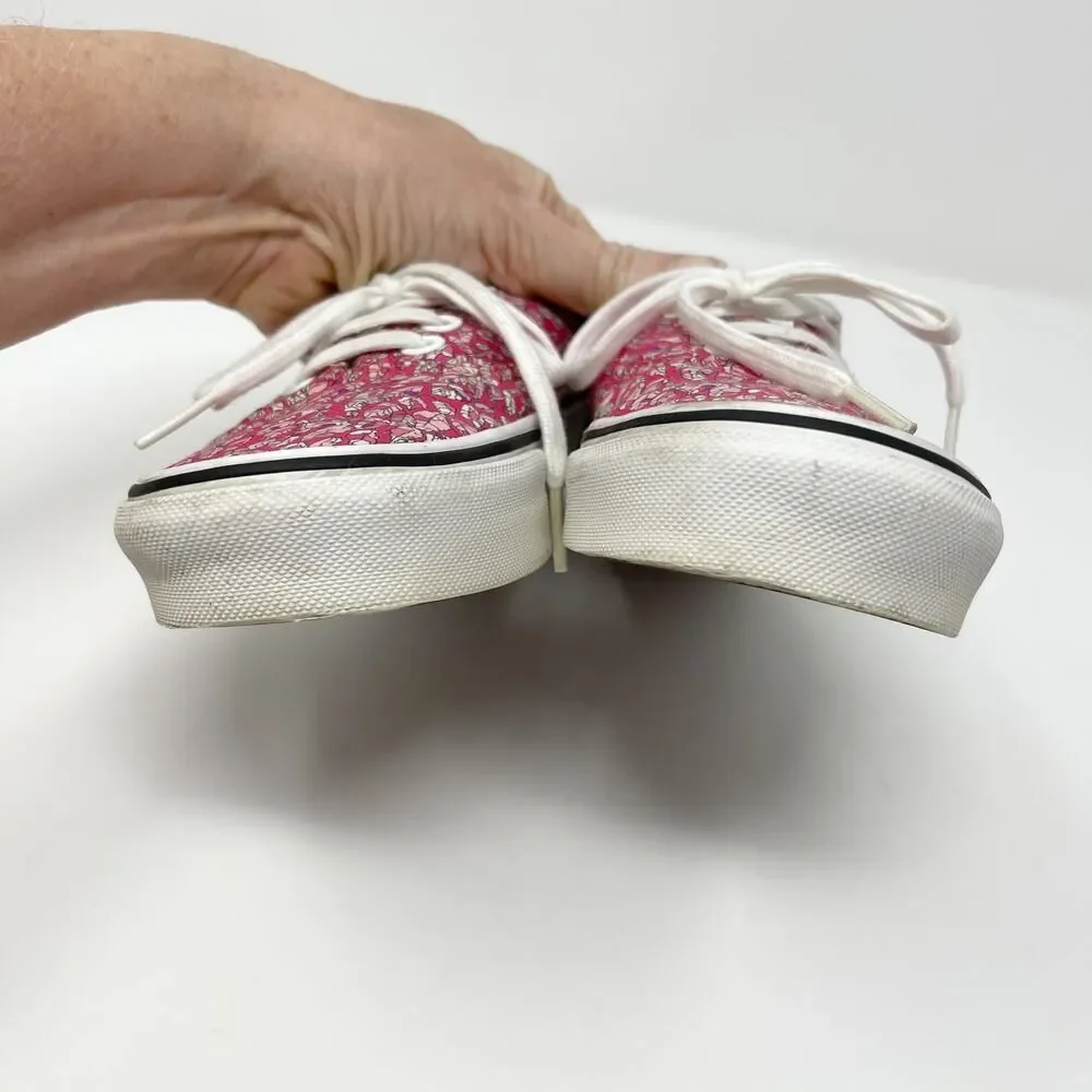 Vans Liberty Art Fabric Sneaker Shoes Womens Sz 5.5 Pink Leaves Low Top Lace Up